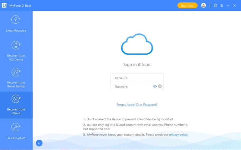 Tính năng Recover from iCloud